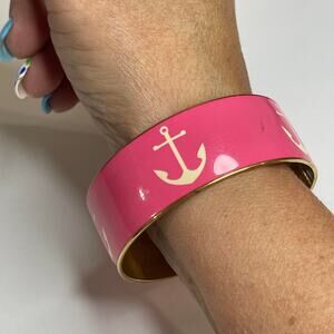 J. Crew bracelet costume signed jewelry pink bangle style anchor nautical preppy